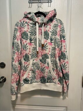 Wanakome Floral Hoodie in Cream, Pink & Green